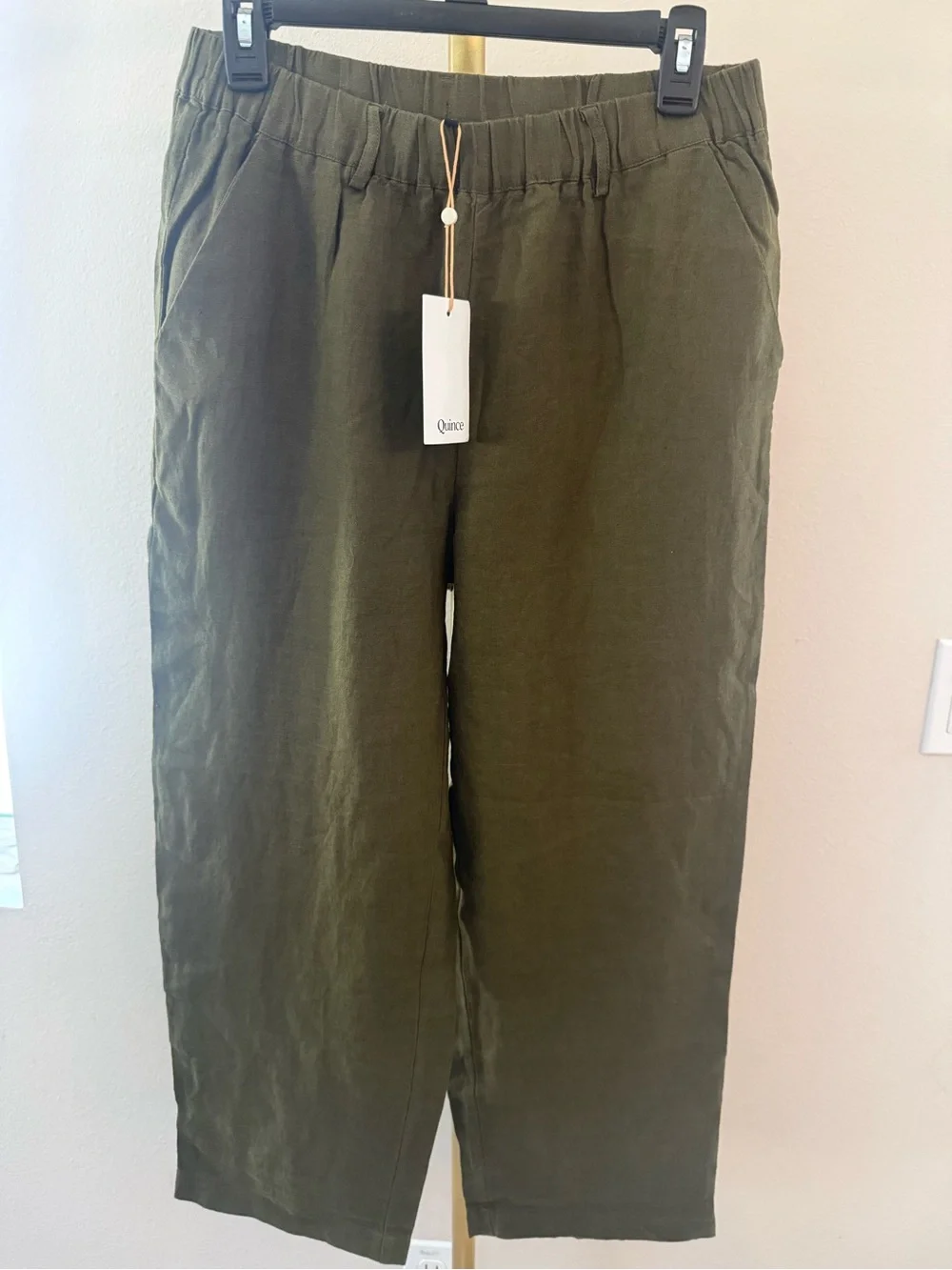 Quince Women's 100% European Linen Pants - 25 / Martini Olive / S
